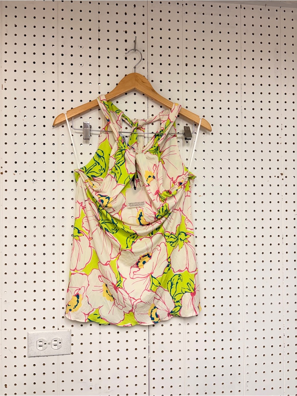 Moschino Floral Halter Camisole in Lime, Cream & Pink